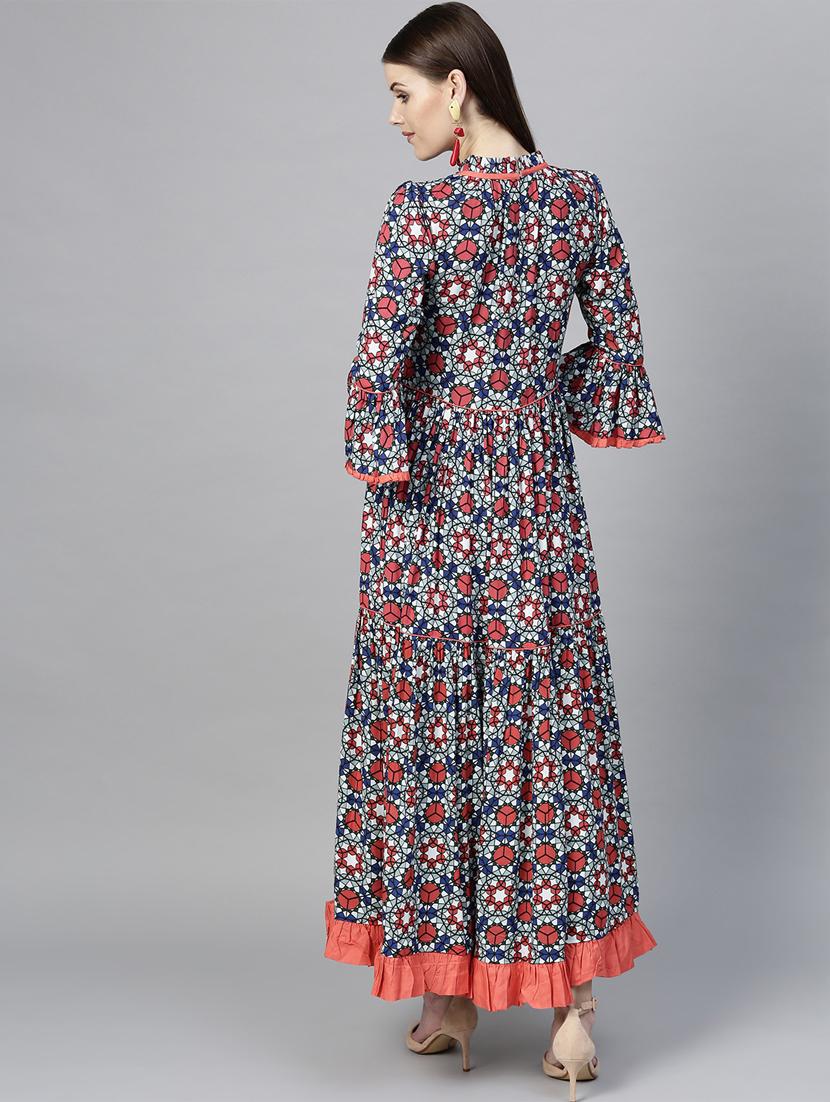 pleated ruffle flared kurta - 16157683 - Zoom Image - 3