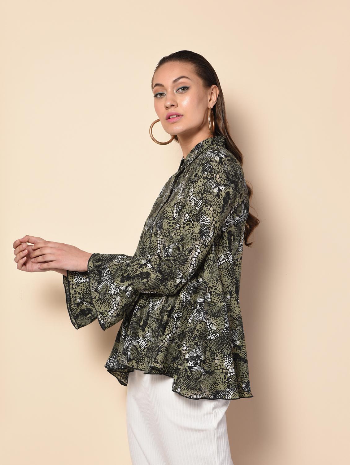snake print ruffle top - 16157860 - Zoom Image - 1