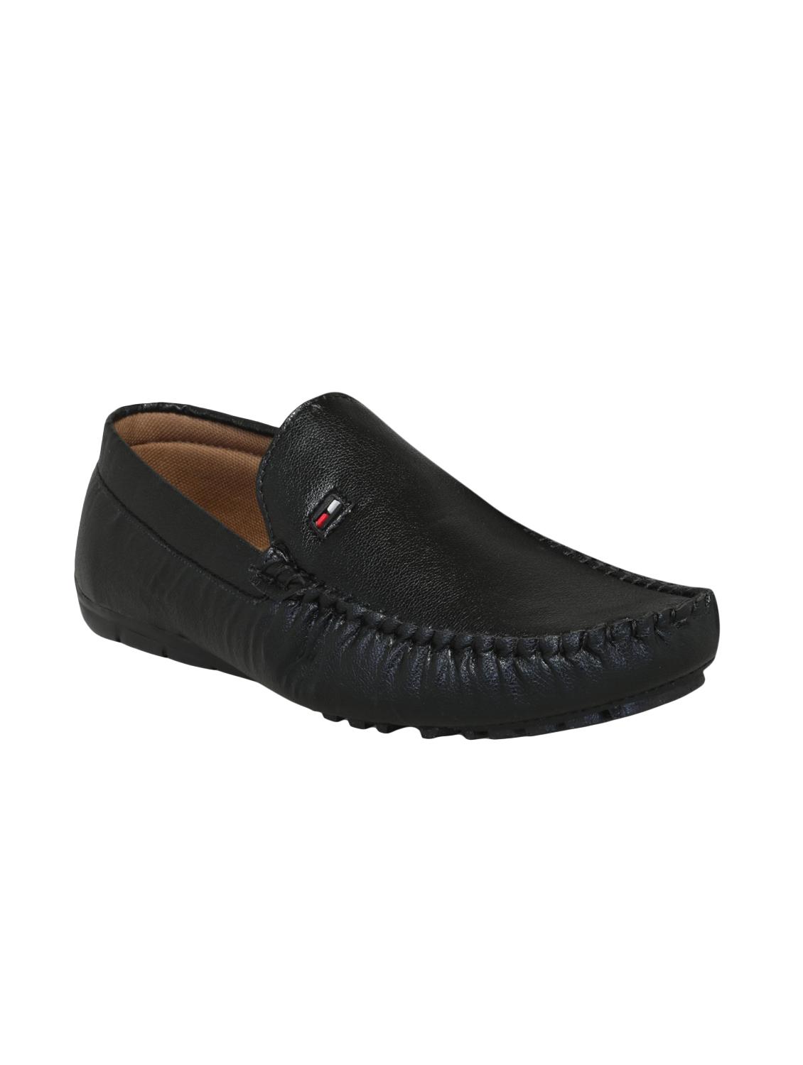 black leatherette slip on loafers - 16158003 - Zoom Image - 1