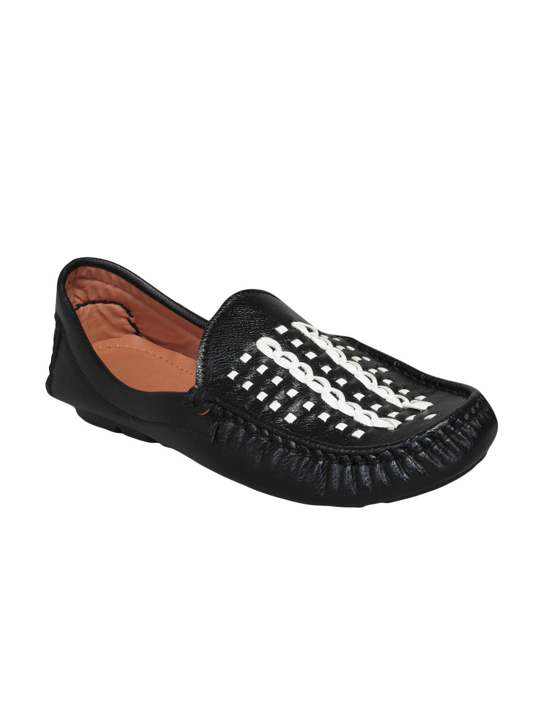 black leatherette slip on loafers - 16158012 - Zoom Image - 1