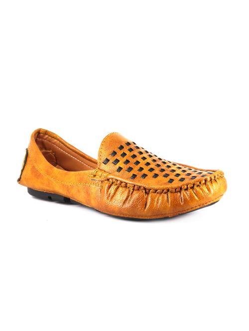 tan leatherette slip on loafers - 16158017 - Standard Image - 1