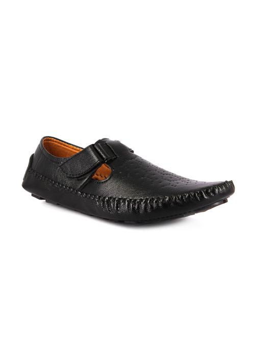 black leatherette slipon sandals - 16158031 - Standard Image - 1