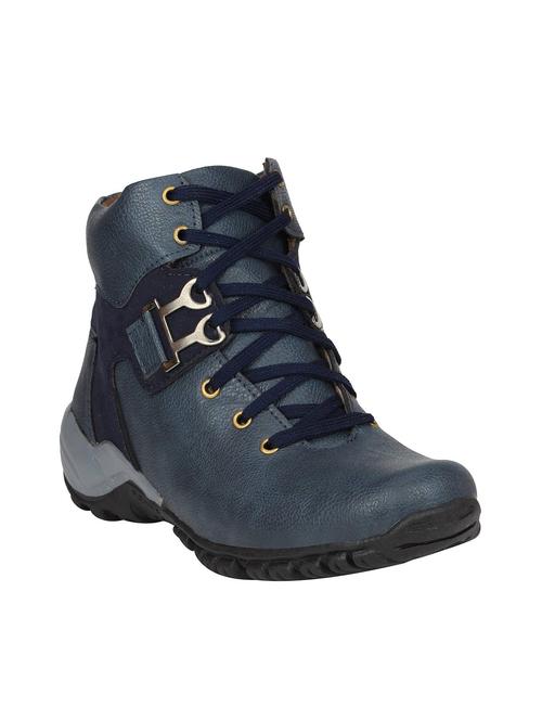 blue leatherette low ankle boots - 16158089 - Standard Image - 1