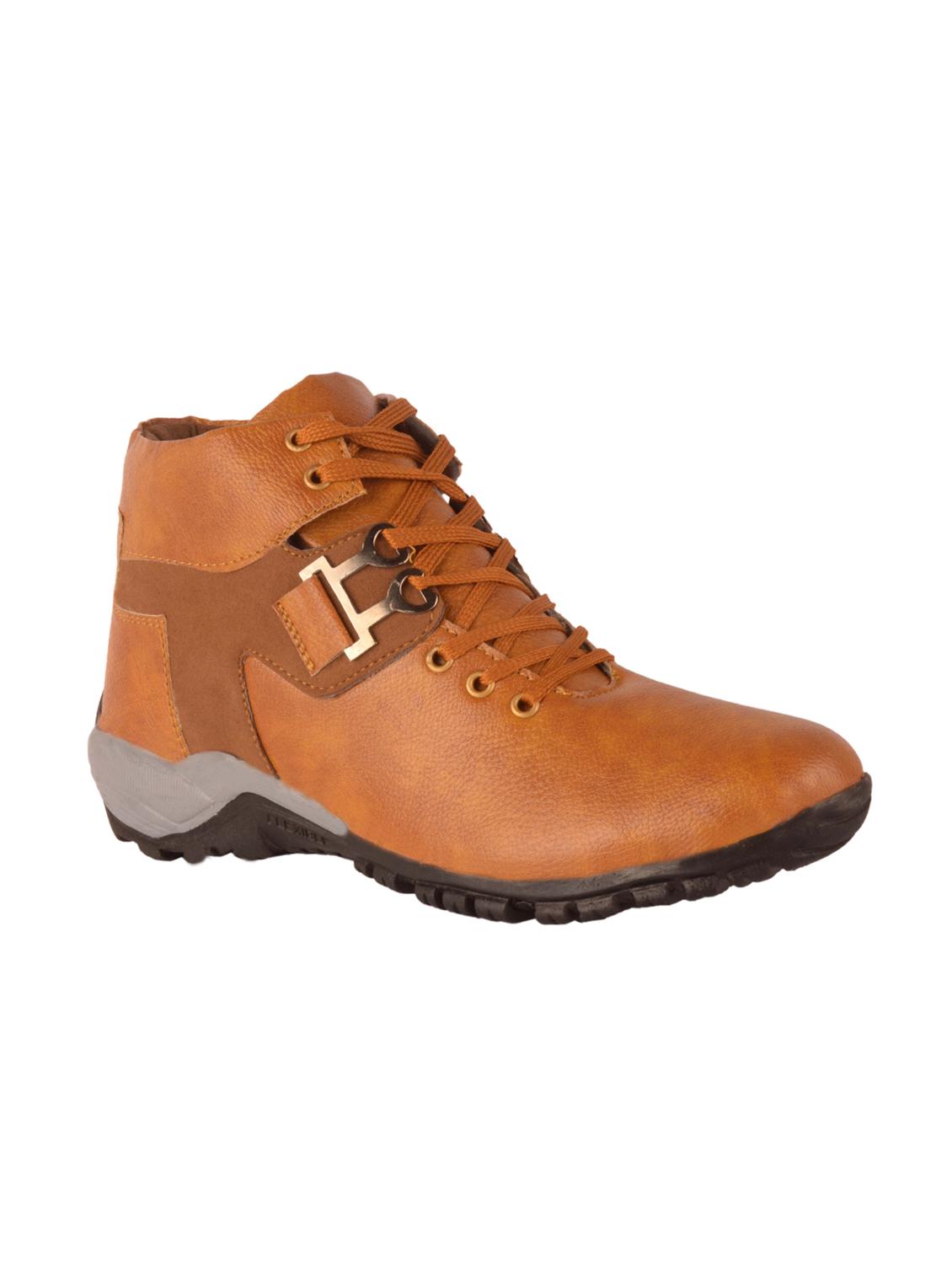 tan leatherette low ankle boots - 16158091 - Zoom Image - 1