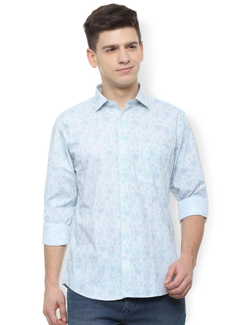 blue floral printed casual shirt - 16158126 - Zoom Image - 1