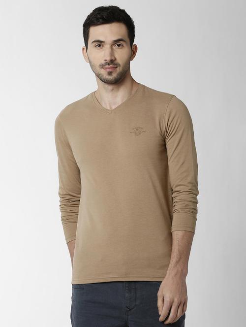 brown solid tshirt - 16158159 - Standard Image - 1