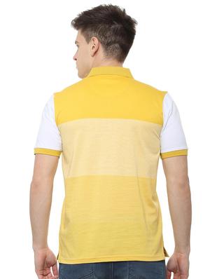 yellow color block polo t-shirt - 16158161 - Standard Image - 2