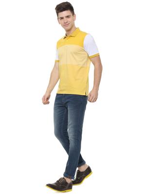 yellow color block polo t-shirt - 16158161 - Standard Image - 3