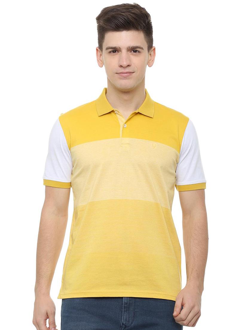 yellow color block polo t-shirt - 16158161 - Zoom Image - 1