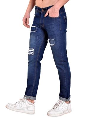 blue denim patched jeans - 16158825 - Standard Image - 2