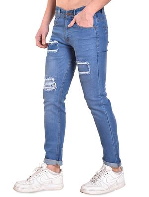 blue denim patched jeans - 16158828 - Standard Image - 2
