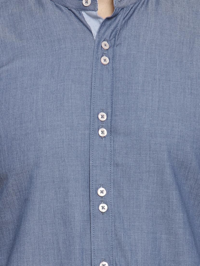 blue solid casual shirt - 16159076 - Zoom Image - 5
