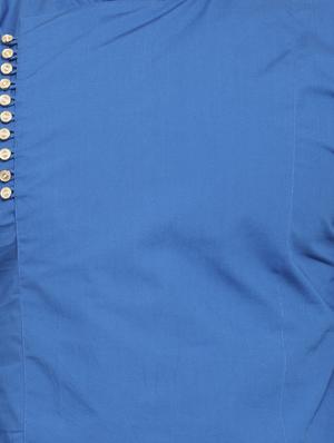 blue solid long kurta - 16159086 - Standard Image - 4