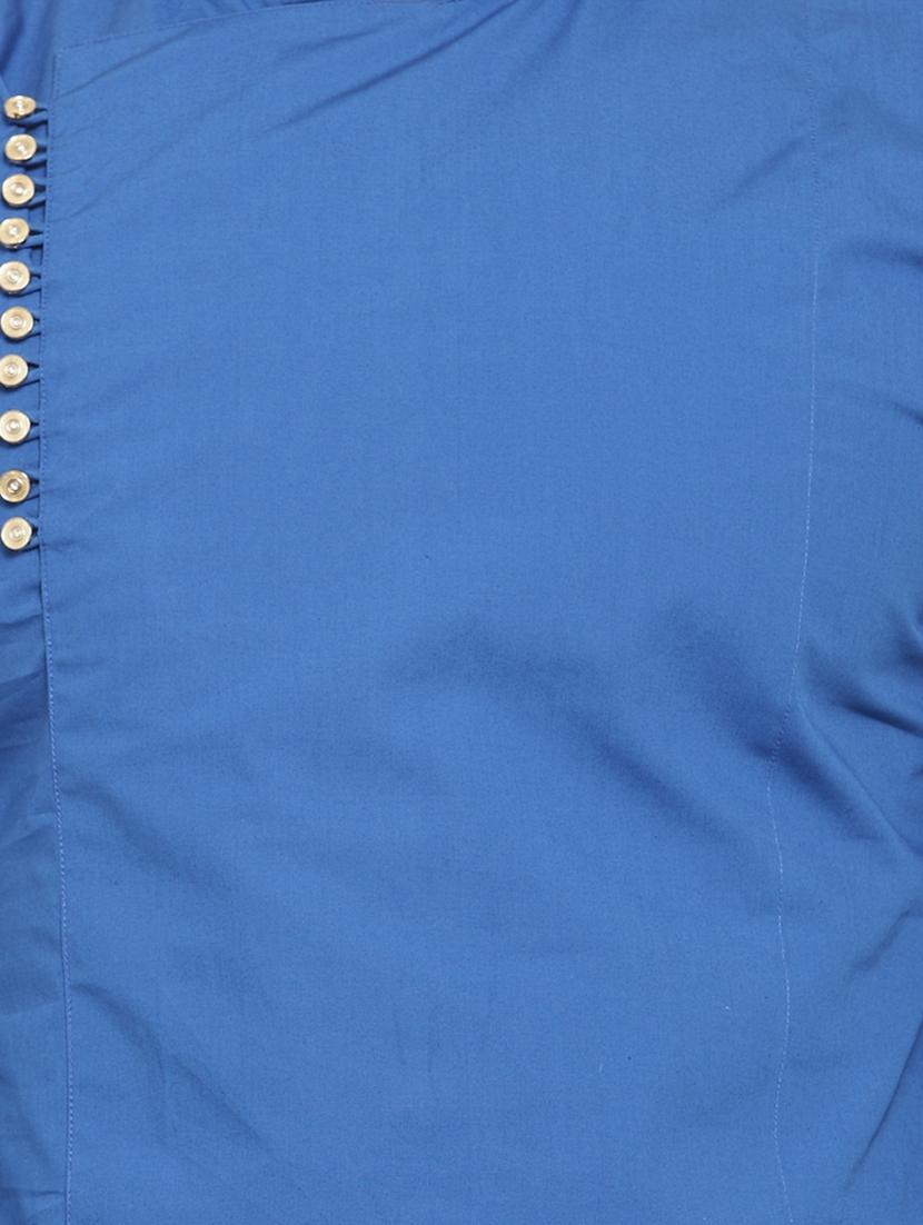 blue solid long kurta - 16159086 - Zoom Image - 4