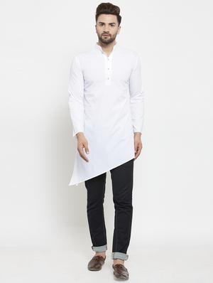 white solid asymmetric kurta - 16159087 - Standard Image - 4