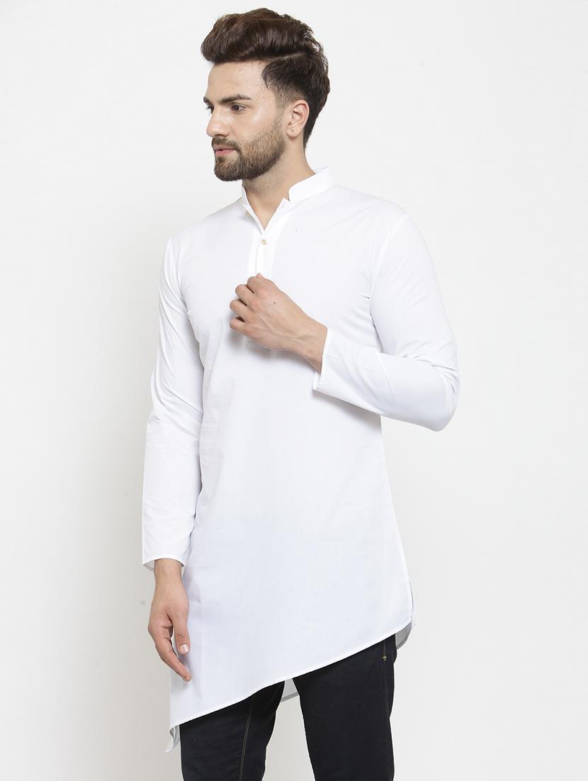 white solid asymmetric kurta - 16159087 - Zoom Image - 2