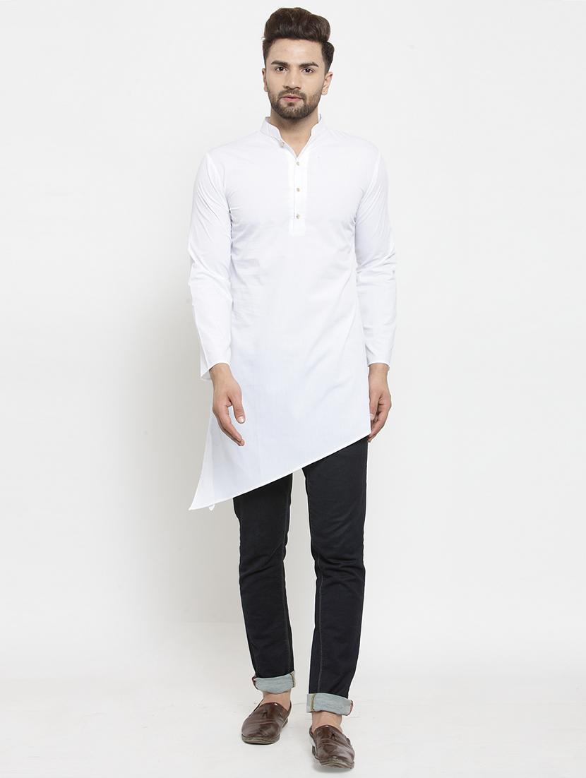 white solid asymmetric kurta - 16159087 - Zoom Image - 4