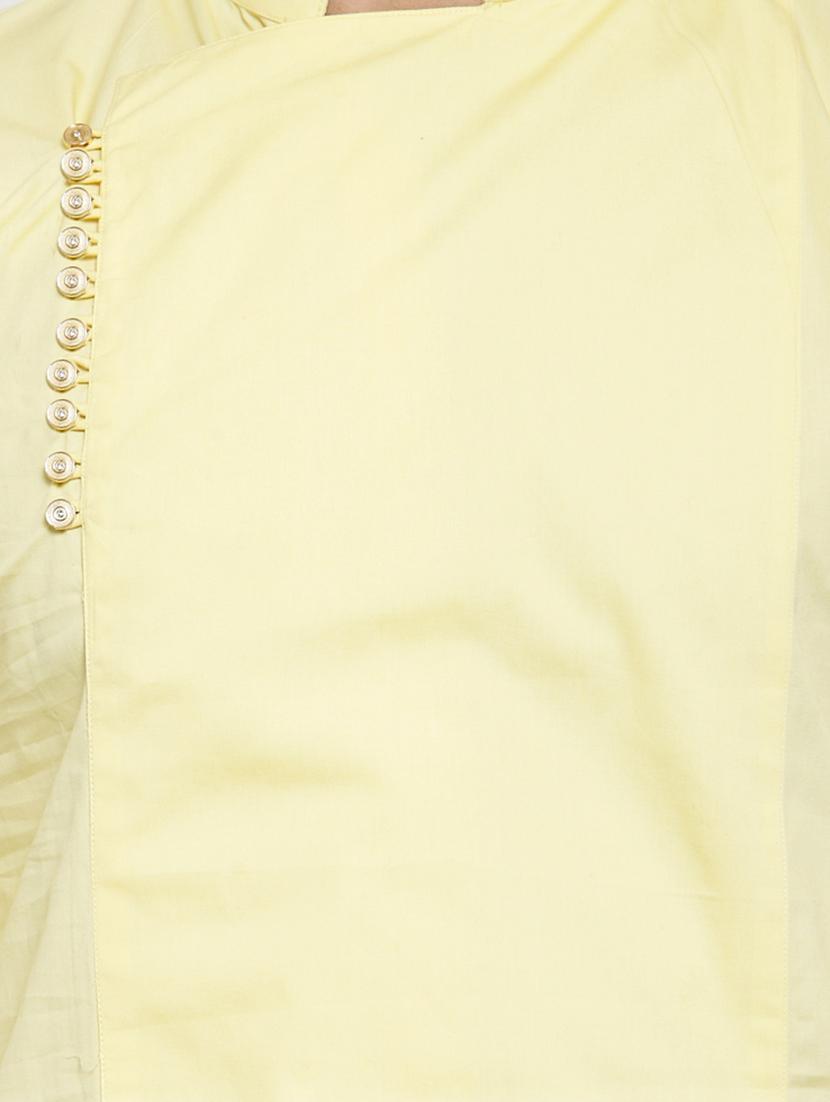 yellow solid long kurta - 16159088 - Zoom Image - 4