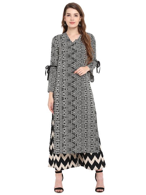 Printed kurta palazzo set - 16159096 - Standard Image - 1