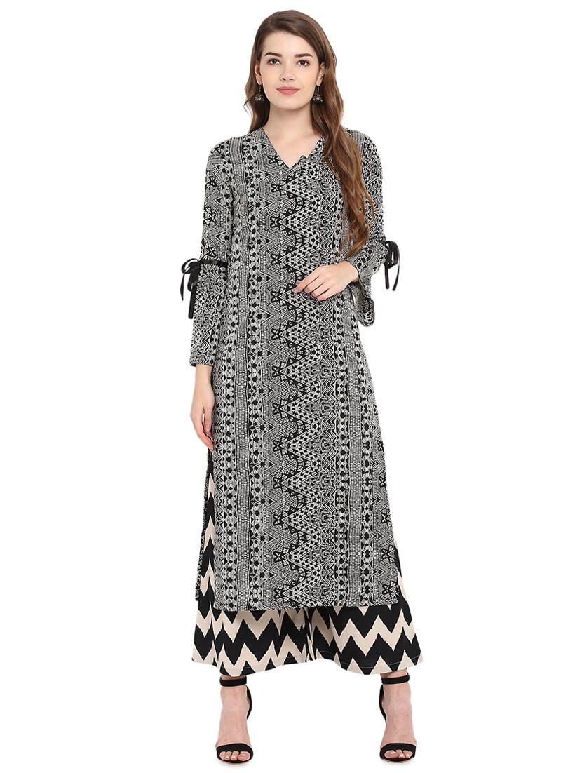 Printed kurta palazzo set - 16159096 - Zoom Image - 1
