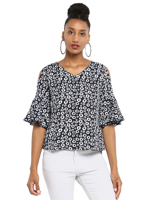 cold shoulder floral top - 16159226 - Standard Image - 1