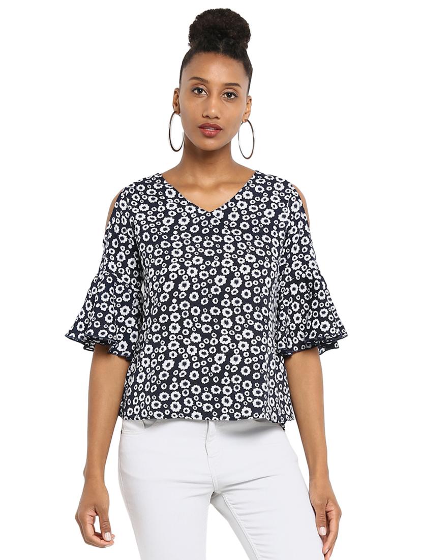 cold shoulder floral top - 16159226 - Zoom Image - 1