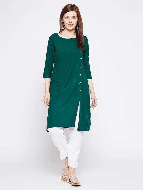 Solid a-line kurta - 16159345 - Standard Image - 1