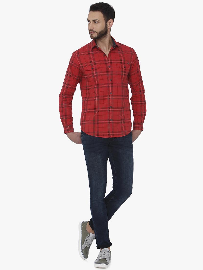 red checkered casual shirt - 16165093 - Zoom Image - 4