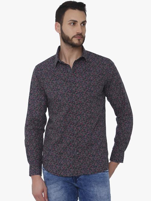 grey floral printed casual shirt - 16165148 - Standard Image - 1