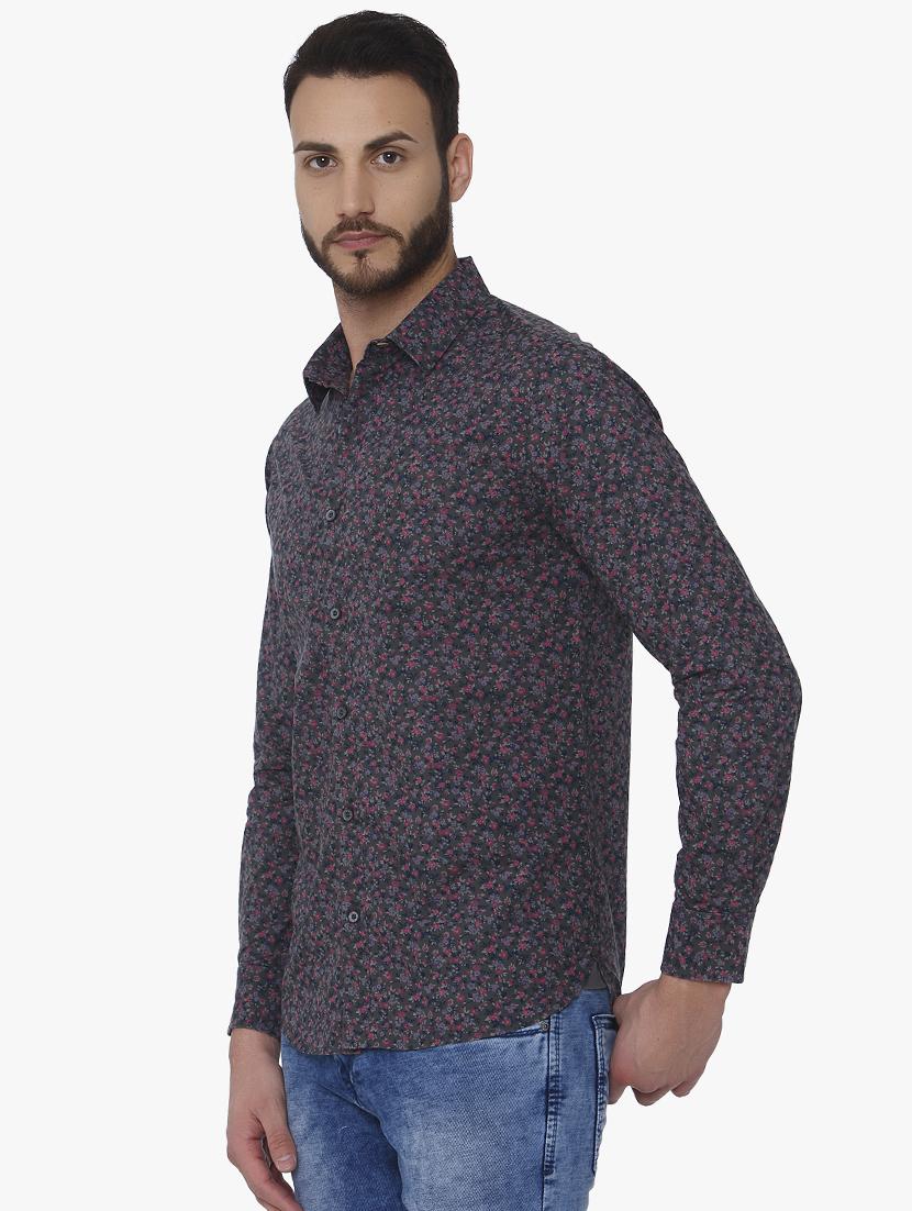 grey floral printed casual shirt - 16165148 - Zoom Image - 2