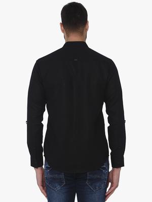 black linen casual shirt - 16165150 - Standard Image - 3