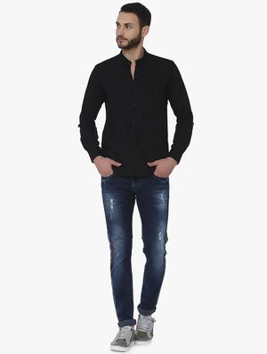 black linen casual shirt - 16165150 - Standard Image - 4