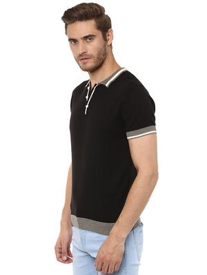 black solid polo t-shirt - 16165184 - Standard Image - 2