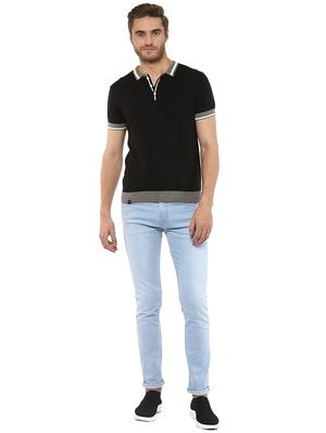 black solid polo t-shirt - 16165184 - Standard Image - 4