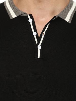 black solid polo t-shirt - 16165184 - Standard Image - 5