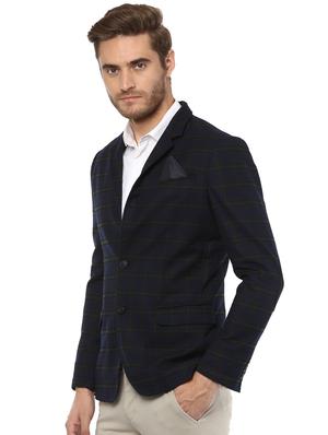 blue polyester single breasted casual blazer - 16165197 - Standard Image - 2
