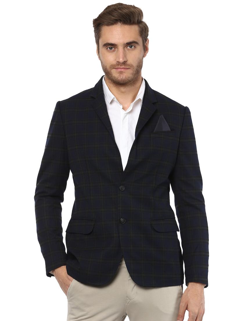 blue polyester single breasted casual blazer - 16165197 - Zoom Image - 1