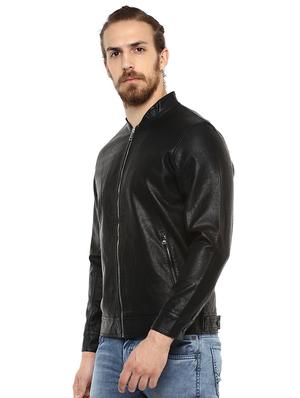 black solid biker jacket - 16165204 - Standard Image - 2