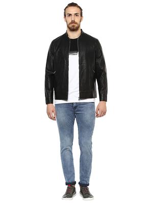 black solid biker jacket - 16165204 - Standard Image - 4