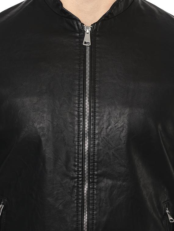 black solid biker jacket - 16165204 - Zoom Image - 5