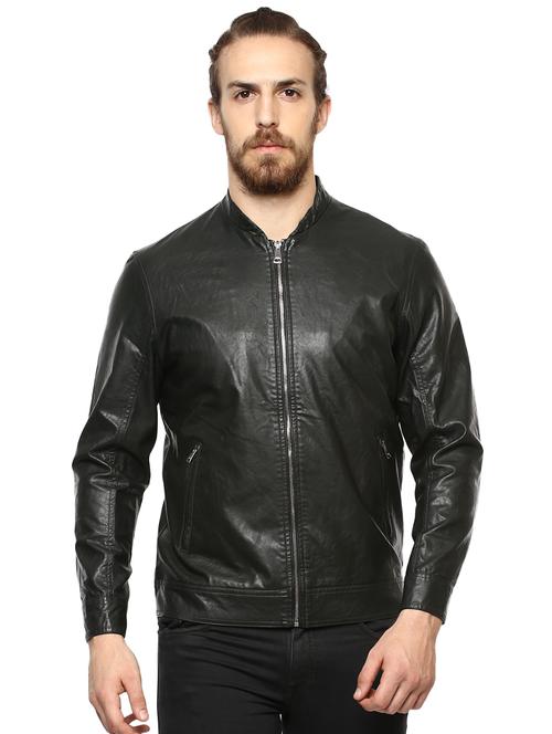green leather biker jacket - 16165205 - Standard Image - 1