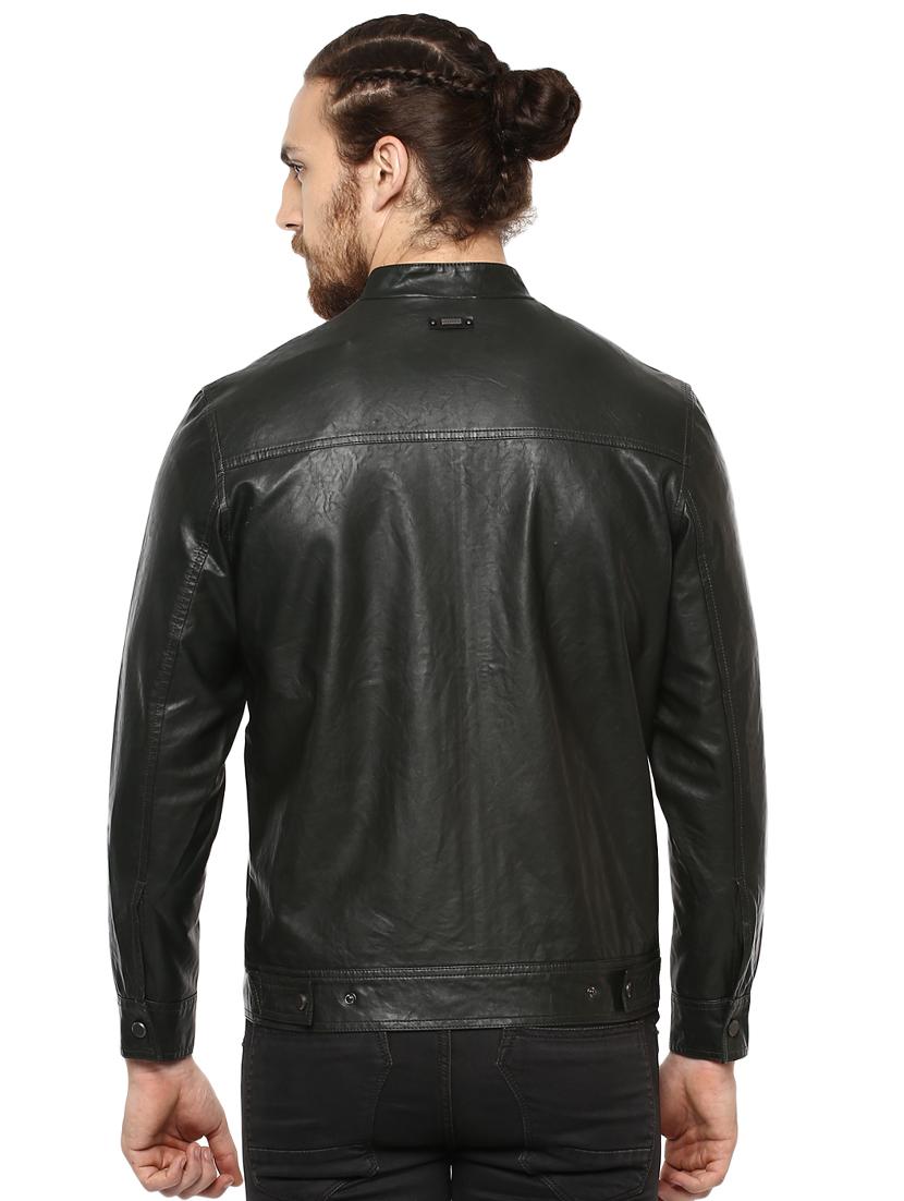 green leather biker jacket - 16165205 - Zoom Image - 3