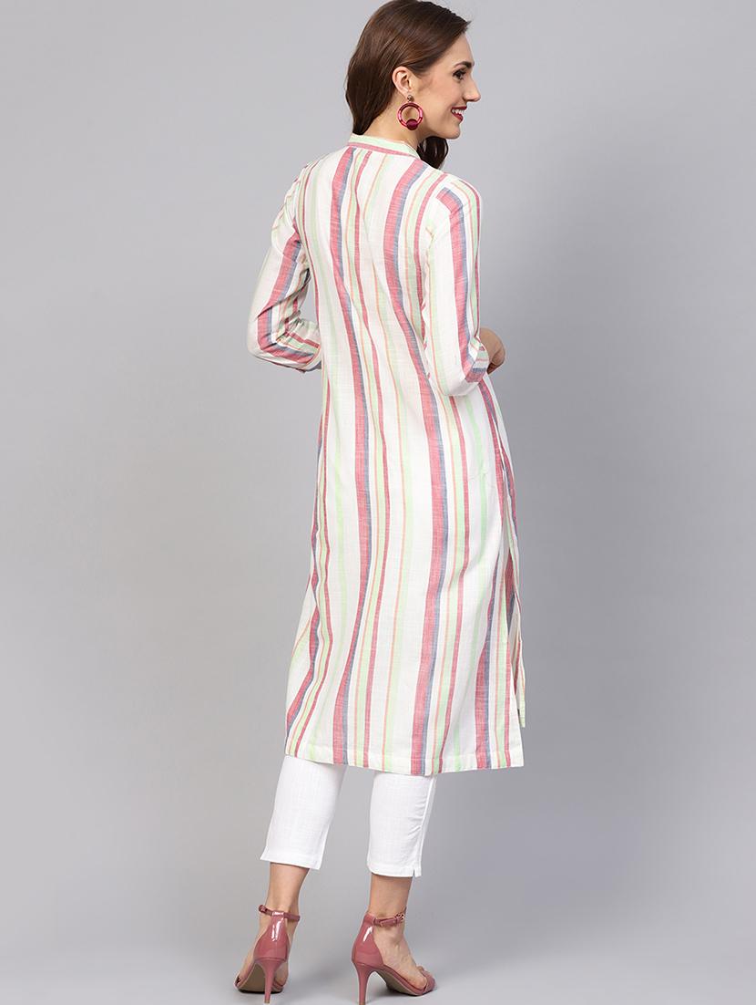 striped kurta pant set - 16165646 - Zoom Image - 3