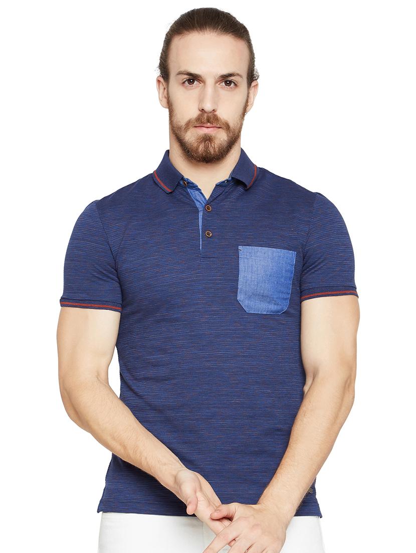 navy blue cotton polo t-shirt - 16165725 - Zoom Image - 1