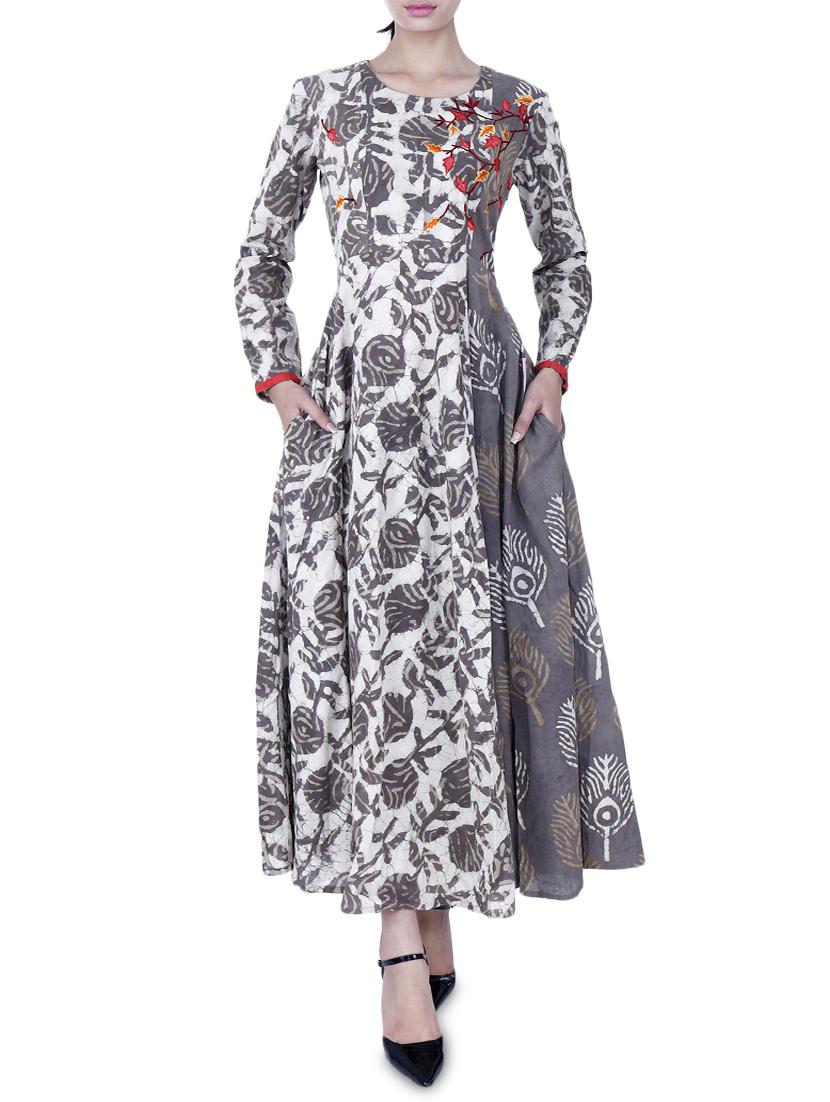 bagru printed flared kurta - 16165763 - Zoom Image - 1
