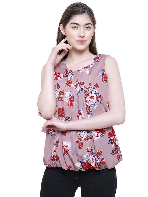 floral pleated blouson top - 16165859 - Standard Image - 1