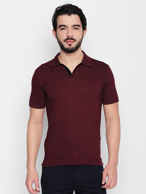 maroon solid tshirt - 16166219 - Standard Image - 1