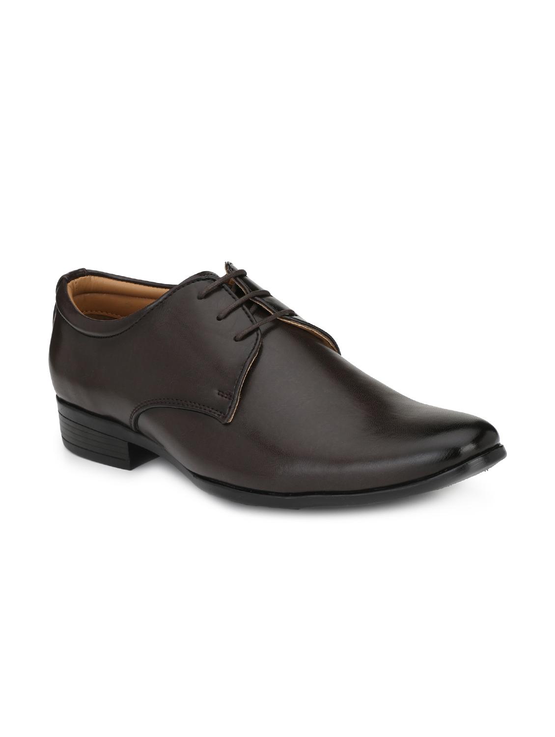brown leatherette lace-up derbys - 16166745 - Zoom Image - 1