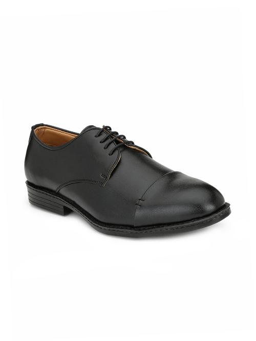 black leatherette lace-up derbys - 16166746 - Standard Image - 1