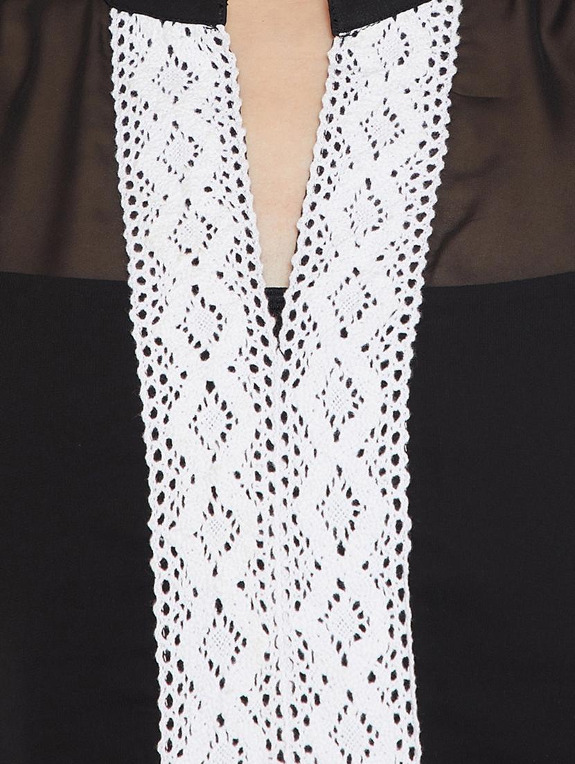 contrast lace detail sheer top - 16166768 - Zoom Image - 5